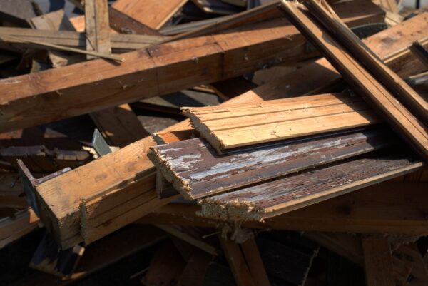 Stack of wood in landfill